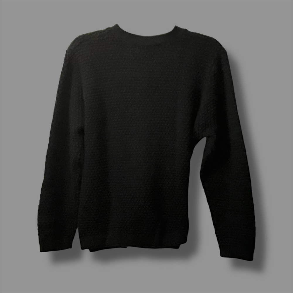 Pebble Stitch Classic Hamptons Quiet Luxury Martha's Vineyard Black Cardigan NWT - Picture 2 of 8